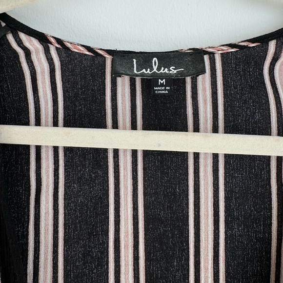 Lulus black striped midi wrap dress - Picture 7 of 8